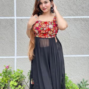 Kanak Mishra In Black Color Soft Georgette Navratri Kurti